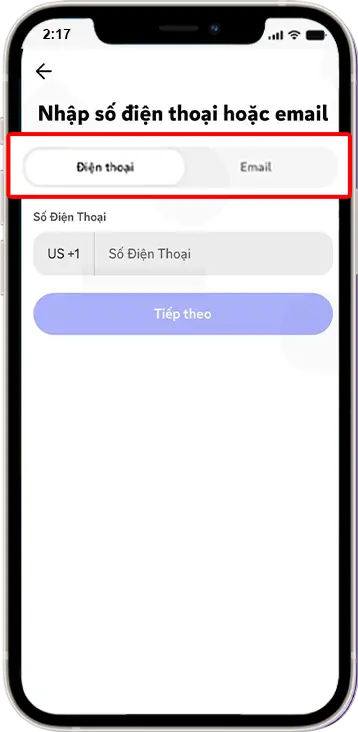 Bước 2: Chọn thông tin muốn xác thực (Gmail hoặc Số điện thoại).